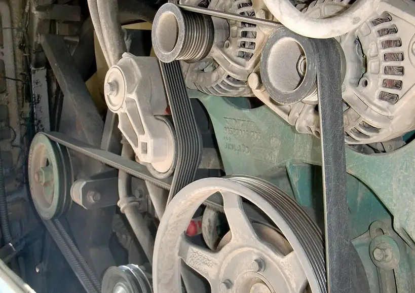 Fan Belt inside the Engine